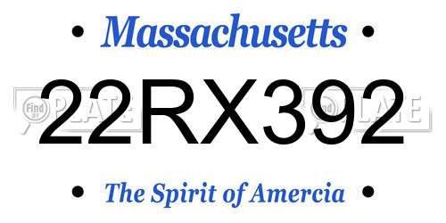 22RX392 Massachusetts License Plate