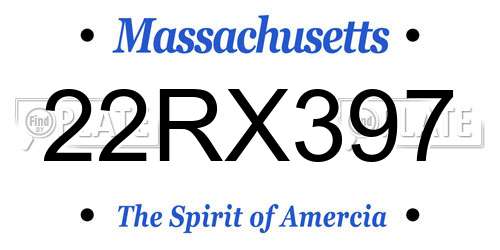 22RX397 Massachusetts License Plate