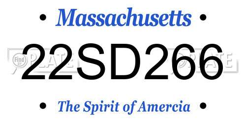 22SD266 Massachusetts License Plate
