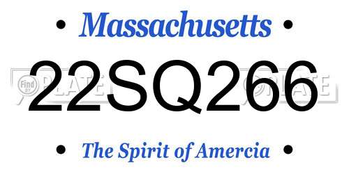 22SQ266 Massachusetts License Plate