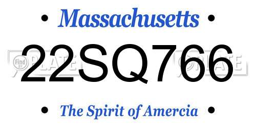 22SQ766 Massachusetts License Plate