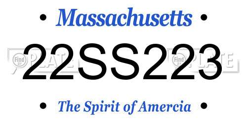 22SS223 Massachusetts License Plate