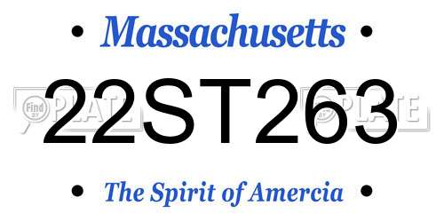22ST263 Massachusetts License Plate