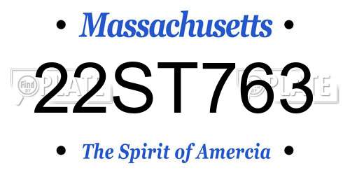 22ST763 Massachusetts License Plate