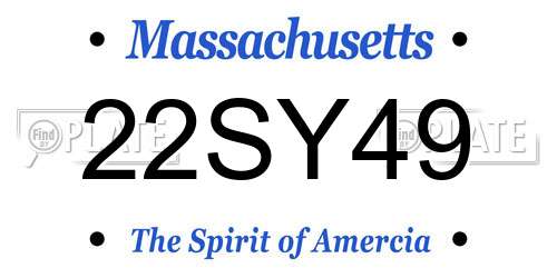 22SY49 Massachusetts License Plate