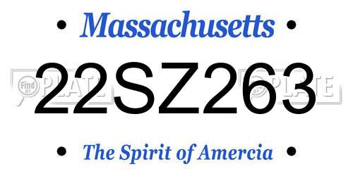 22SZ263 Massachusetts License Plate