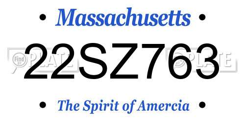 22SZ763 Massachusetts License Plate