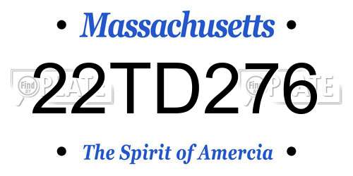 22TD276 Massachusetts License Plate
