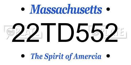 22TD552 Massachusetts License Plate
