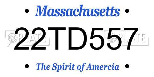 22TD557 Massachusetts License Plate