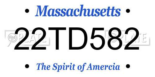22TD582 Massachusetts License Plate