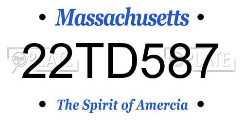 22TD587 Massachusetts License Plate