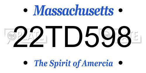 22TD598 Massachusetts License Plate