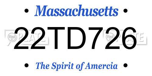 22TD726 Massachusetts License Plate