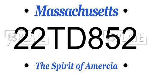 22TD852 Massachusetts License Plate