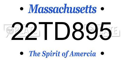 22TD895 Massachusetts License Plate