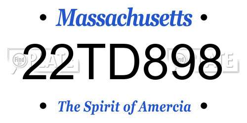 22TD898 Massachusetts License Plate