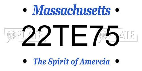 22TE75 Massachusetts License Plate