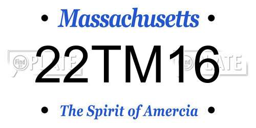 22TM16 Massachusetts License Plate