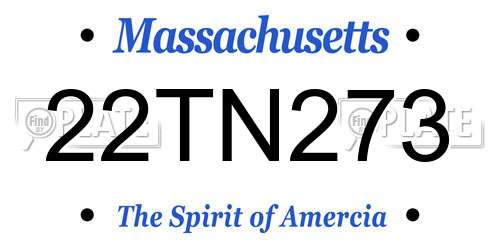 22TN273 Massachusetts License Plate
