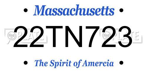22TN723 Massachusetts License Plate