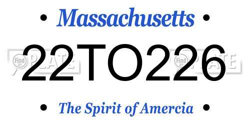 22TO226 Massachusetts License Plate