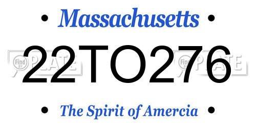 22TO276 Massachusetts License Plate