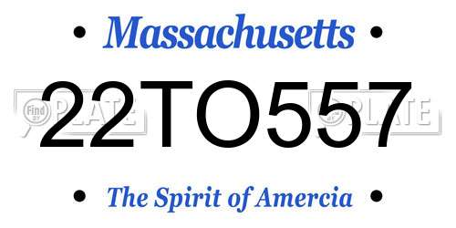 22TO557 Massachusetts License Plate