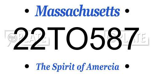 22TO587 Massachusetts License Plate