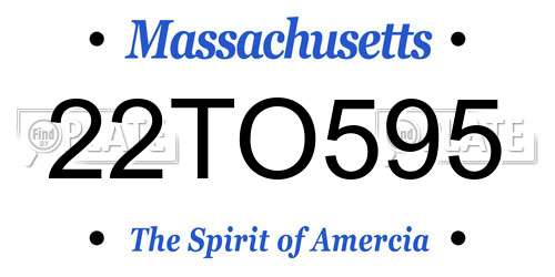 22TO595 Massachusetts License Plate