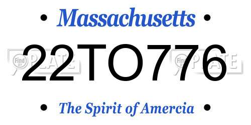 22TO776 Massachusetts License Plate