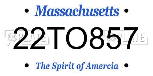 22TO857 Massachusetts License Plate