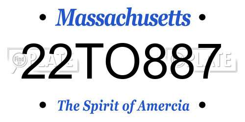 22TO887 Massachusetts License Plate