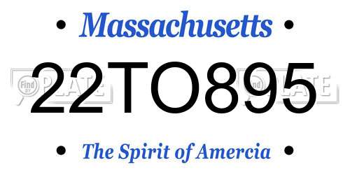 22TO895 Massachusetts License Plate