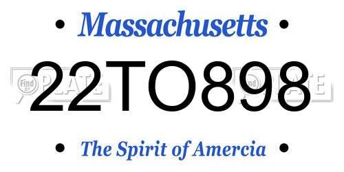 22TO898 Massachusetts License Plate