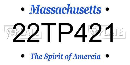 22TP421 Massachusetts License Plate