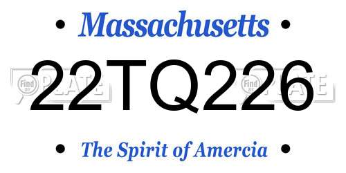 22TQ226 Massachusetts License Plate