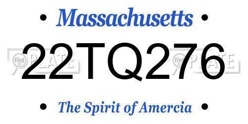 22TQ276 Massachusetts License Plate