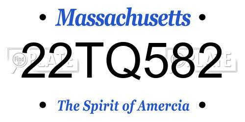 22TQ582 Massachusetts License Plate