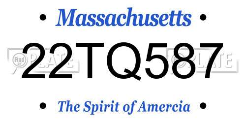22TQ587 Massachusetts License Plate