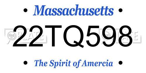 22TQ598 Massachusetts License Plate