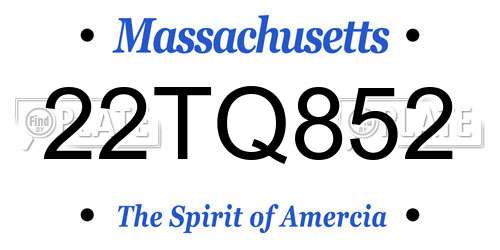 22TQ852 Massachusetts License Plate