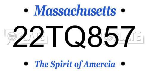 22TQ857 Massachusetts License Plate