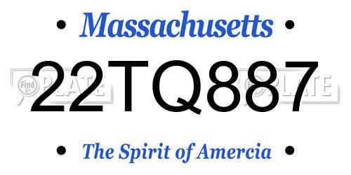22TQ887 Massachusetts License Plate