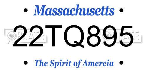 22TQ895 Massachusetts License Plate