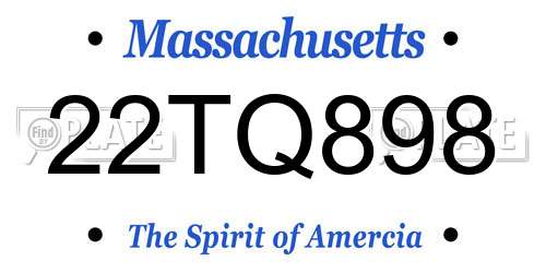 22TQ898 Massachusetts License Plate