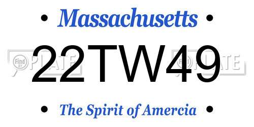 22TW49 Massachusetts License Plate