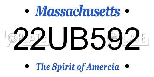 22UB592 Massachusetts License Plate