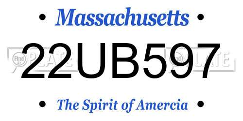 22UB597 Massachusetts License Plate