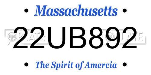 22UB892 Massachusetts License Plate